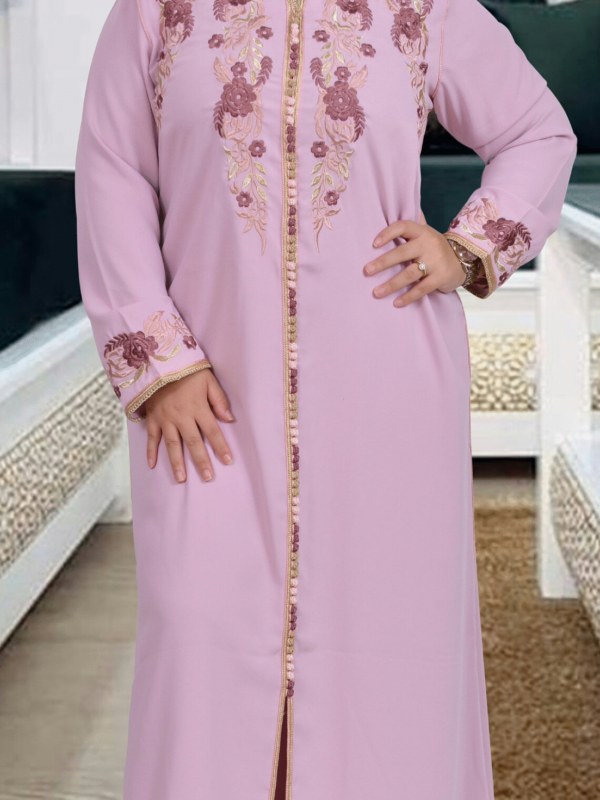 Elegant long pink traditional kaftan dress