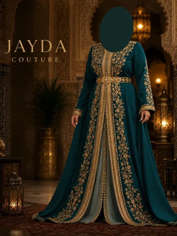 Stylish blue caftan dress designed for women’s special occasions