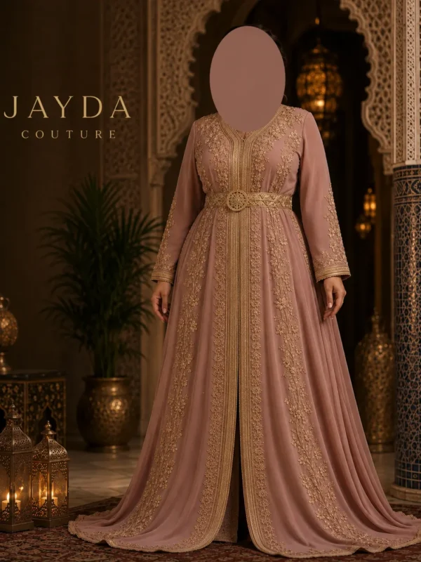Stylish emerald pink caftan dress designed for women