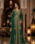Luxury green caftan dress for wedding guest outfit